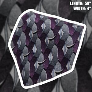 Haggar Black Label Silk Tie Purple Grey Geometric Abstract Woven Luxury 58"
